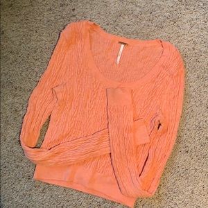 Crocheted long sleeve crop top